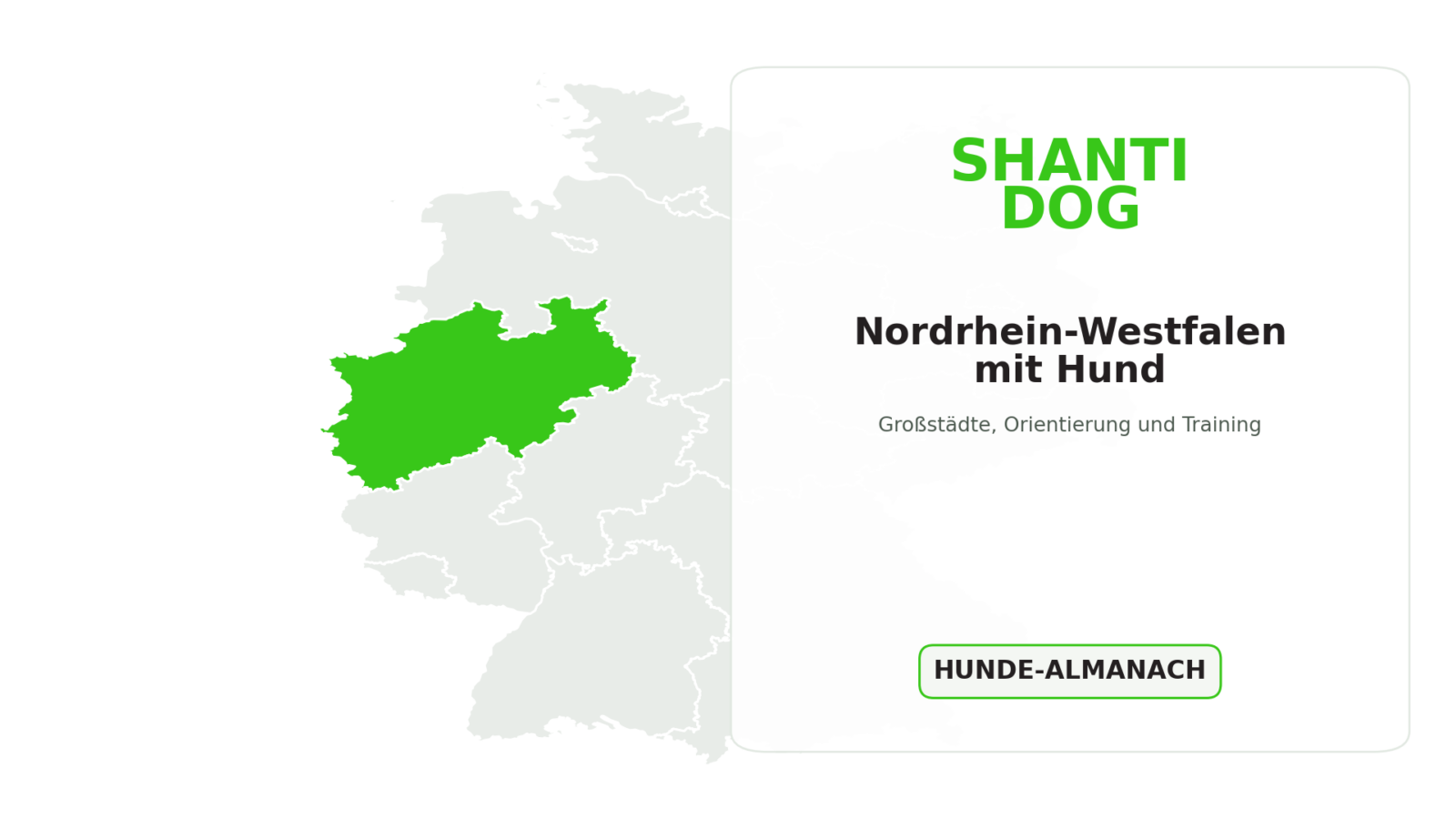 Deutschlandkarte: Nordrhein-Westfalen mit Hund