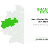 Nordrhein-Westfalen mit Hund Deutschlandkarte: Nordrhein-Westfalen mit Hund
